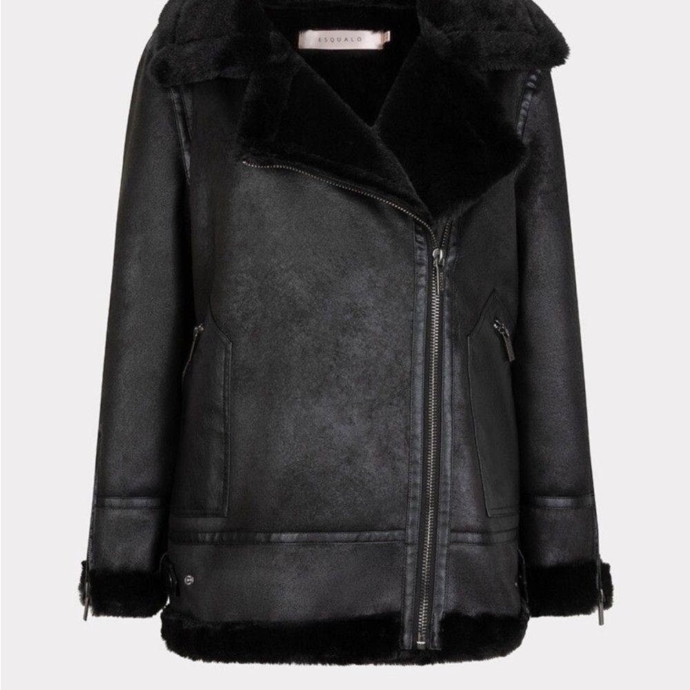 ESQUALO Black Faux Leather Jacket